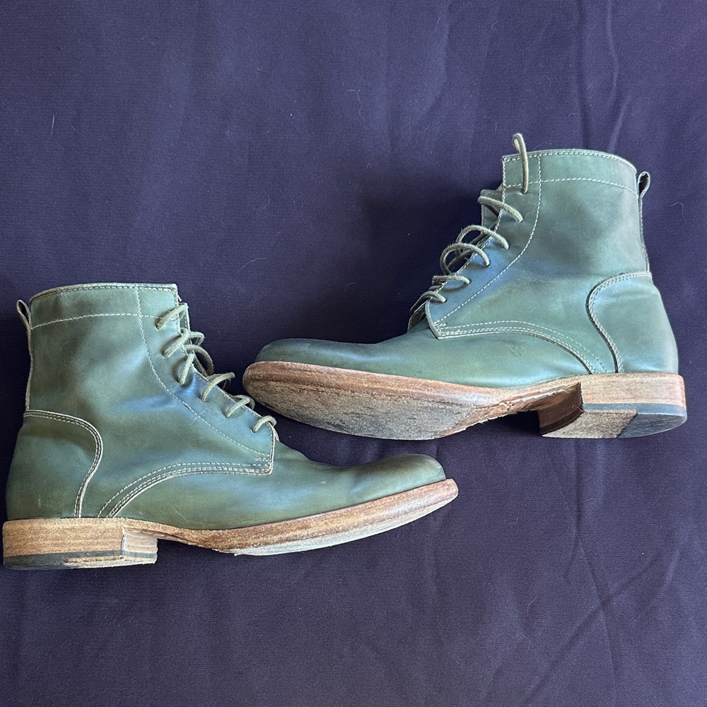 Men's Green Leather Boots